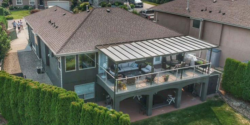 Aerial of large patio cover