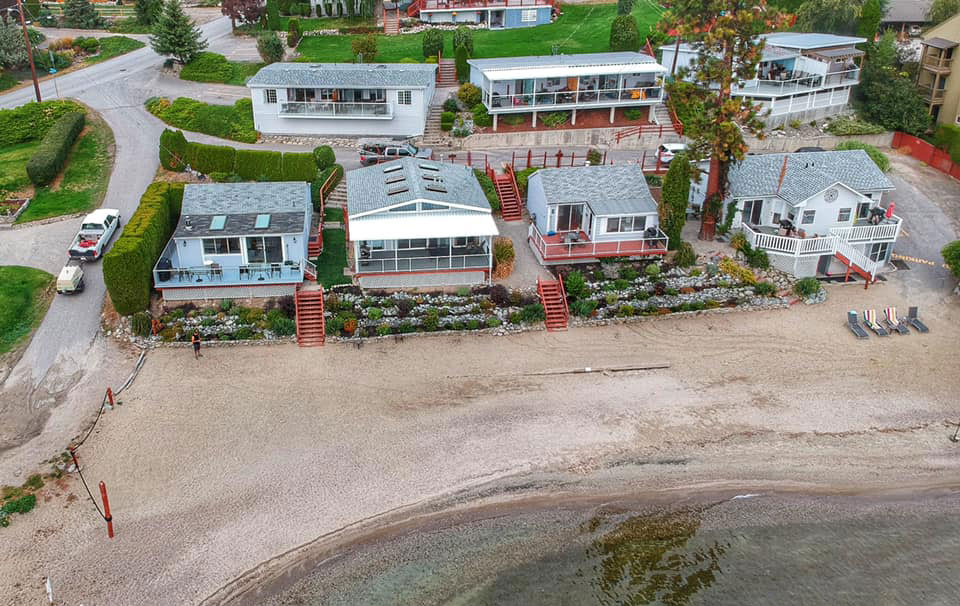 aerial of patio cover on beachside bungalow